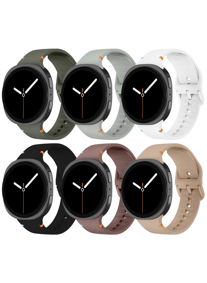 6Packs Sport Band for Galaxy Watch 8 40mm 44mm and Watch 8 Classic 46mm, Silicone Replacement Strap, M/L Size - Image 2