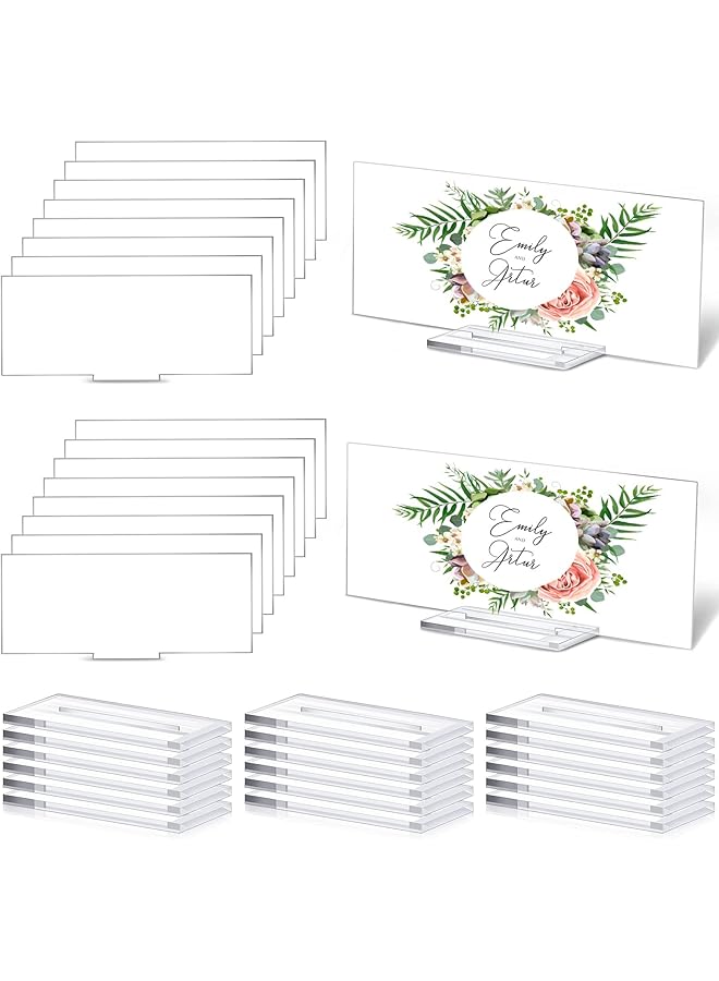 erorex 10 Pcs Acrylic Place Card Stands Clear Table Display Holder Acrylic Sign Stand Wedding Table Number With Card Slot For Wedding Reception Office Menu Diy Art Meeting Rectangle 5.9 X 4 Inch - Image 1