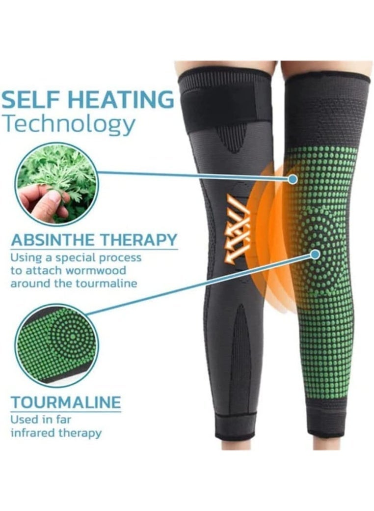 AZMARO 2PCS Long Knee Brace, Full Leg Compression Sleeve with Anti-Slip Silicone, Breathable Knee Support for Men & Women, Pain Relief for Arthritis & Joint Injuries, Sports Knee Pads for Running, Basketball & Gym - Image 4