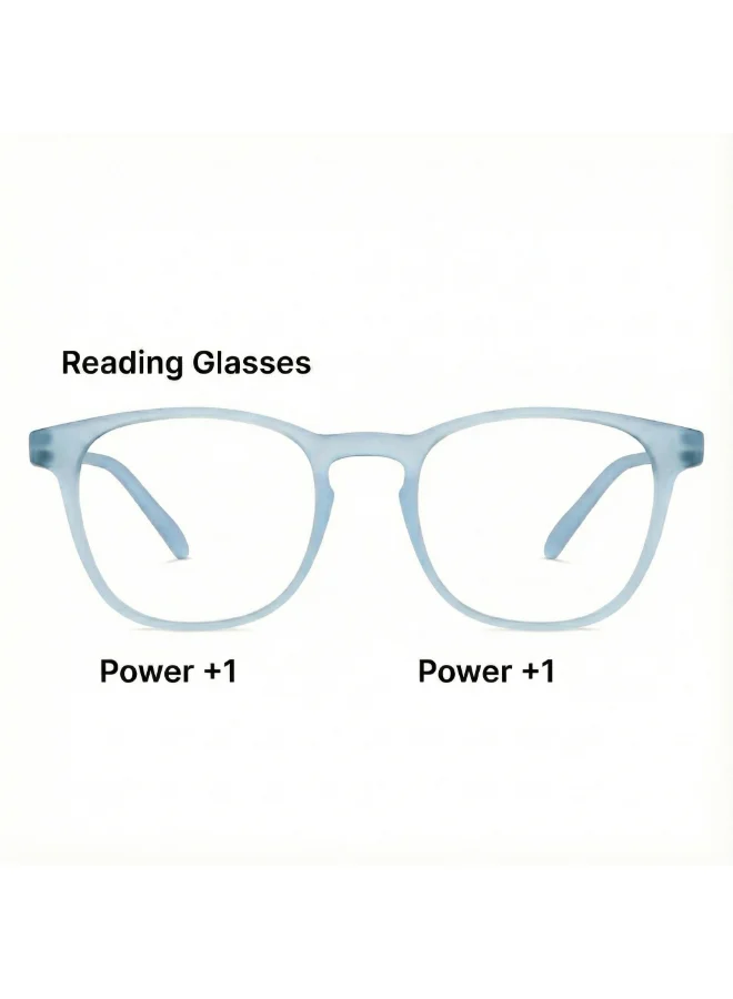 لينسكارت هاستلر نظارات قراءة معززة بطبقة حماية من الضوء الأزرق ومضادة للانعكاس بإطار مربع كامل باللون الأزرق السماوي للرجال والنساء متوسطة الحجم