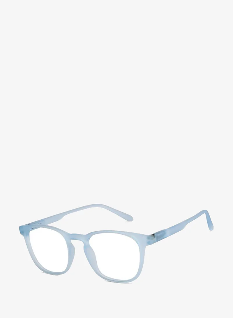 Lenskart Hustlr Powered Reading Glasses (+1.00) with Bluecut & Antiglare coating | Light Frames | Sky Blue Full Rim Square | For Men & Women | Medium | LH R17369