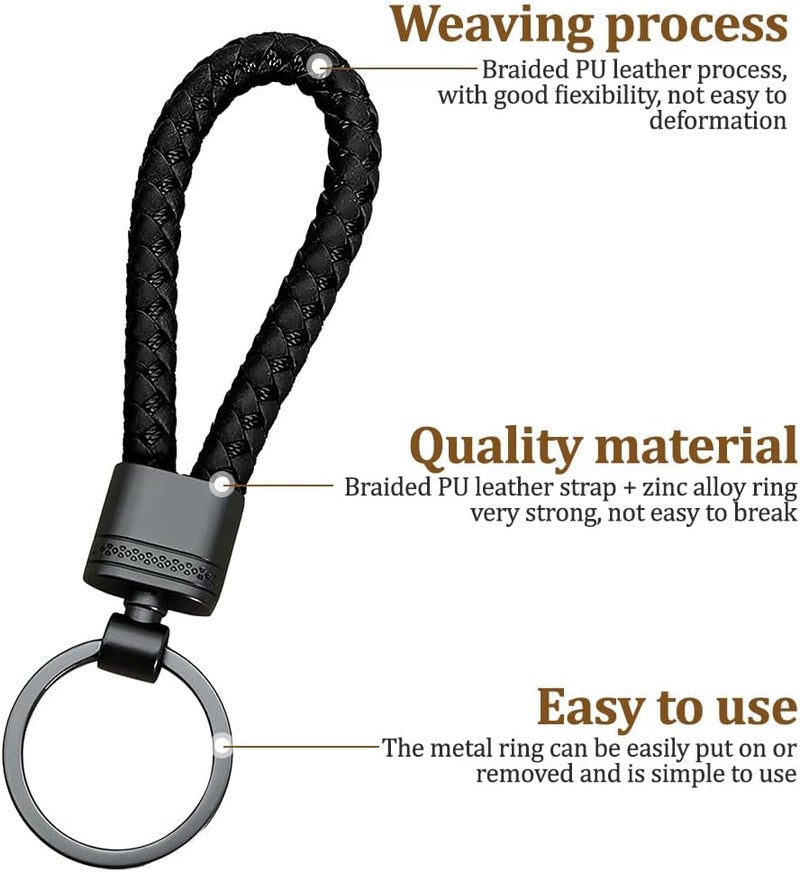 WOLMIK Braided Leather Key Fob - High-Quality Key Holder and Key Ring for Car, Motorcycle, and Home - Image 3