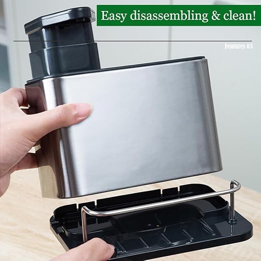 SHREVI Soap Dispenser for Kitchen Sink3in1 Sponge Holder for Kitchen Sink Stainless Steel Kitchen Sink Caddy Organizer - Image 5
