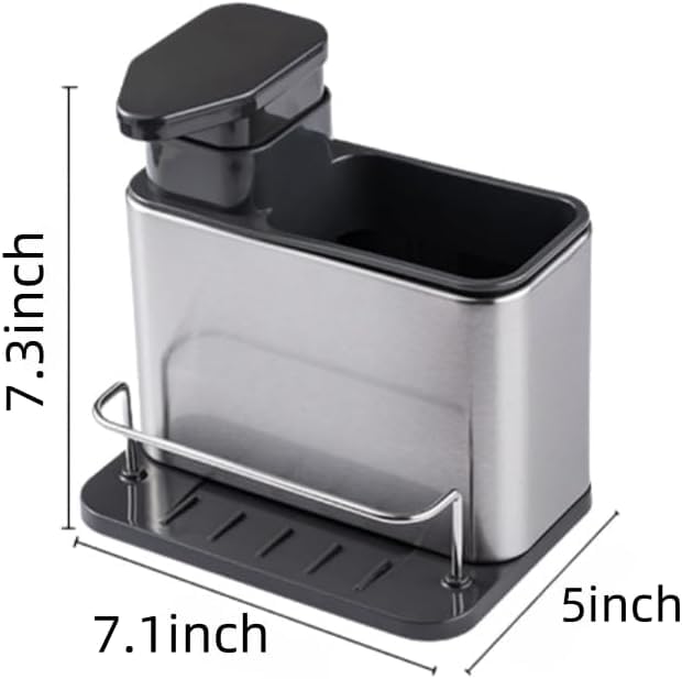 SHREVI Soap Dispenser for Kitchen Sink3in1 Sponge Holder for Kitchen Sink Stainless Steel Kitchen Sink Caddy Organizer - Image 4