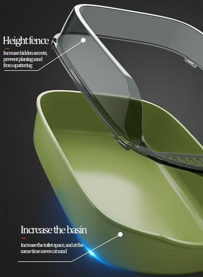 Semi-Enclosed Sifting Litter Box High Sides Cat Litter Box Anti-Splash with Spoon Clean Cat Pet Tray Kitten Open Top Litter Tray Travel Cat Toilet Cat Litter Pan(camel) - Image 3