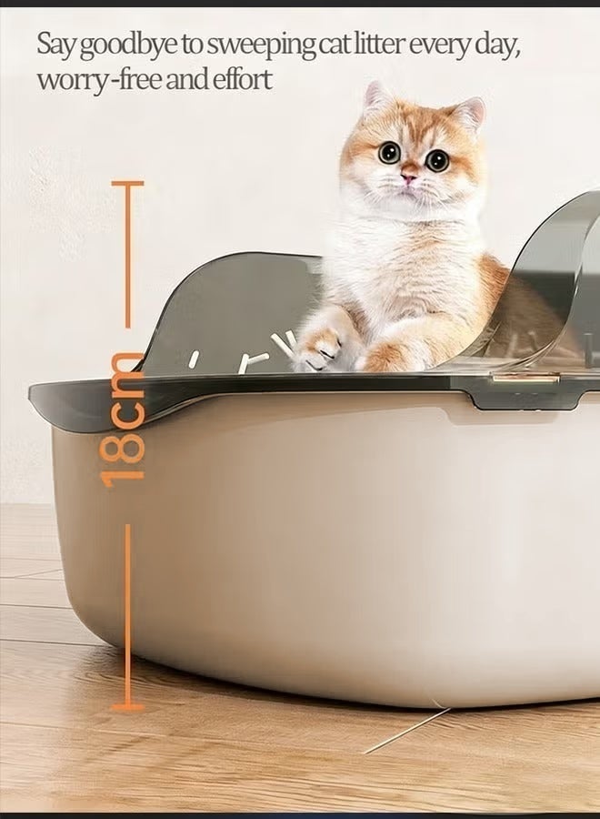 شيزوبيت صندوق فضلات القطط شبه المغلق، صندوق فضلات القطط ذو الجوانب العالية، مضاد للرذاذ مع ملعقة، صندوق فضلات القطط الأليفة النظيف، صندوق فضلات القطط الصغيرة المفتوح من الأعلى، مرحاض القطط للسفر، وعاء فضلات القطط حمام قطط ليتر بوكس للقطط لتر بوكس صندوق فضلات القطط حوض قطط ليتر بوكس للقطط ادوات قطط مرحاض قطط صندوق فضلات قطط بوكس للقطط (جمل) - Image 5