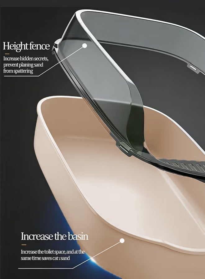 شيزوبيت صندوق فضلات القطط شبه المغلق، صندوق فضلات القطط ذو الجوانب العالية، مضاد للرذاذ مع ملعقة، صندوق فضلات القطط الأليفة النظيف، صندوق فضلات القطط الصغيرة المفتوح من الأعلى، مرحاض القطط للسفر، وعاء فضلات القطط حمام قطط ليتر بوكس للقطط لتر بوكس صندوق فضلات القطط حوض قطط ليتر بوكس للقطط ادوات قطط مرحاض قطط صندوق فضلات قطط بوكس للقطط (جمل) - Image 3