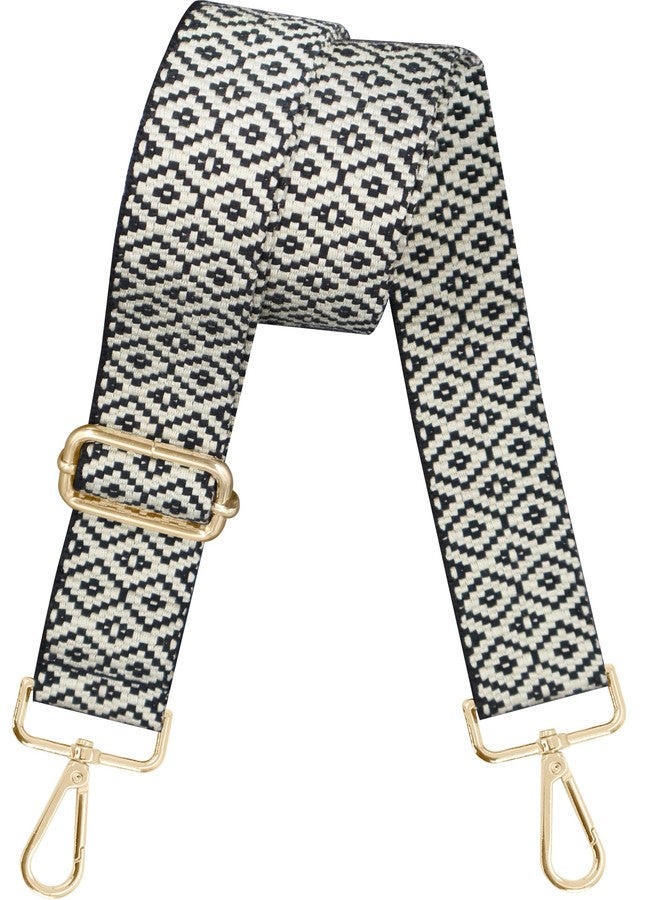 SOKT Adjustable Purse Strap Replacement - 1.5'' Wide Crossbody Shoulder Strap for Women, Boho Handbag Strap (Bohemia-Beige Black) - Image 1
