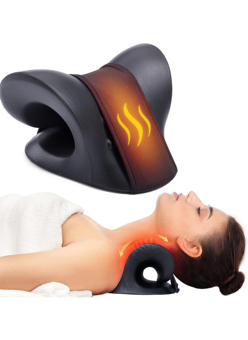 ABJ Neck Massager Stretcher for Neck Pain Relief, Heated Cervical Traction Device Pillow with Graphene Heating Pad Massager, Pillow Neck Stretcher Relaxer, Heating Pad for Pain Relief and Spine Alignment  - Image 1