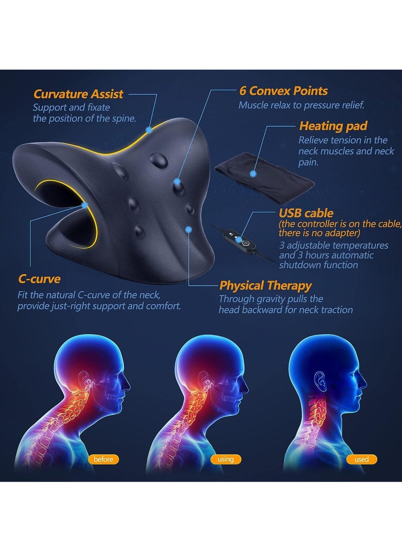 ABJ Neck Massager Stretcher for Neck Pain Relief, Heated Cervical Traction Device Pillow with Graphene Heating Pad Massager, Pillow Neck Stretcher Relaxer, Heating Pad for Pain Relief and Spine Alignment  - Image 2