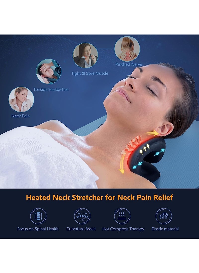 ABJ Neck Massager Stretcher for Neck Pain Relief, Heated Cervical Traction Device Pillow with Graphene Heating Pad Massager, Pillow Neck Stretcher Relaxer, Heating Pad for Pain Relief and Spine Alignment  - Image 3