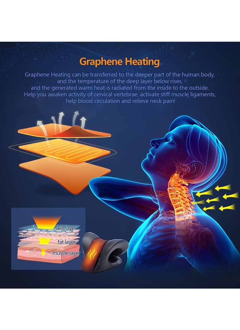ABJ Neck Massager Stretcher for Neck Pain Relief, Heated Cervical Traction Device Pillow with Graphene Heating Pad Massager, Pillow Neck Stretcher Relaxer, Heating Pad for Pain Relief and Spine Alignment  - Image 4