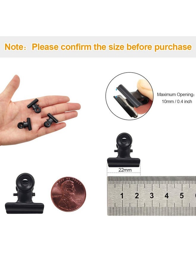 Coideal Small Bulldog Paper Clips - 120 Pcs Mini Black Metal Hinge Bull Clips 22Mm Tiny Binder Paper Clamps For Pictures, Photos  - Image 2