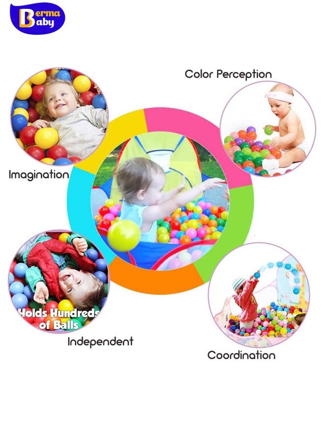 Berma Baby Kids Ball Pit Large Pop Up Childrens Ball Pits Tent for Toddlers Playhouse Baby Crawl Playpen with Basketball Hoop and Zipper Storage Bag, Balls Not Included  - Image 3