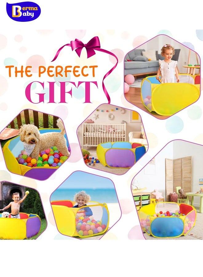Berma Baby Kids Ball Pit Large Pop Up Childrens Ball Pits Tent for Toddlers Playhouse Baby Crawl Playpen with Basketball Hoop and Zipper Storage Bag, Balls Not Included  - Image 4