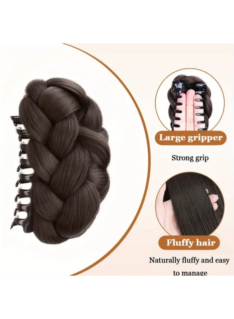 BOLREUS Elegant Synthetic Hair Bun Hairpiece, Women Versatile High Bun Accessory, Suitable for Daily Wear and Special Occeasions, Easy to Wear Synthetic Claw Clip Bun Hair Extension, Twist Braids, Effortless Ponytail for Women  - Image 2