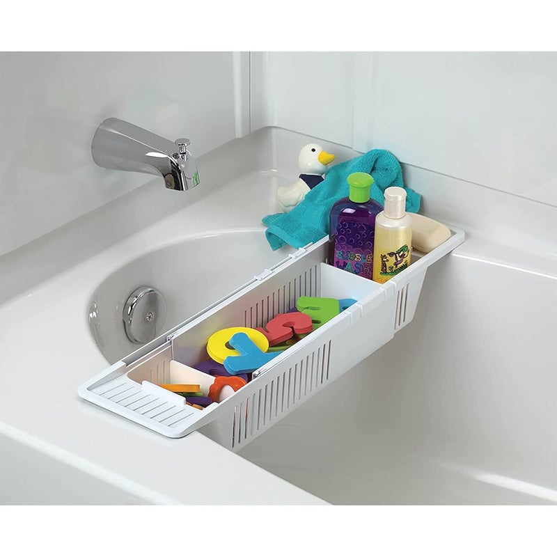 Kidco Bath Toy Organizer Storage Basket, 3 Compartment Horizontal Large Openings Bath Toy Organizer for Tub, Large Capacity Bath Toy Organizer with Large Openings, White - Image 3
