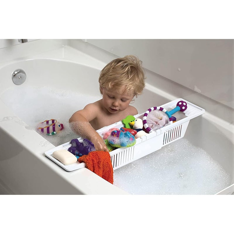 Kidco Bath Toy Organizer Storage Basket, 3 Compartment Horizontal Large Openings Bath Toy Organizer for Tub, Large Capacity Bath Toy Organizer with Large Openings, White - Image 4