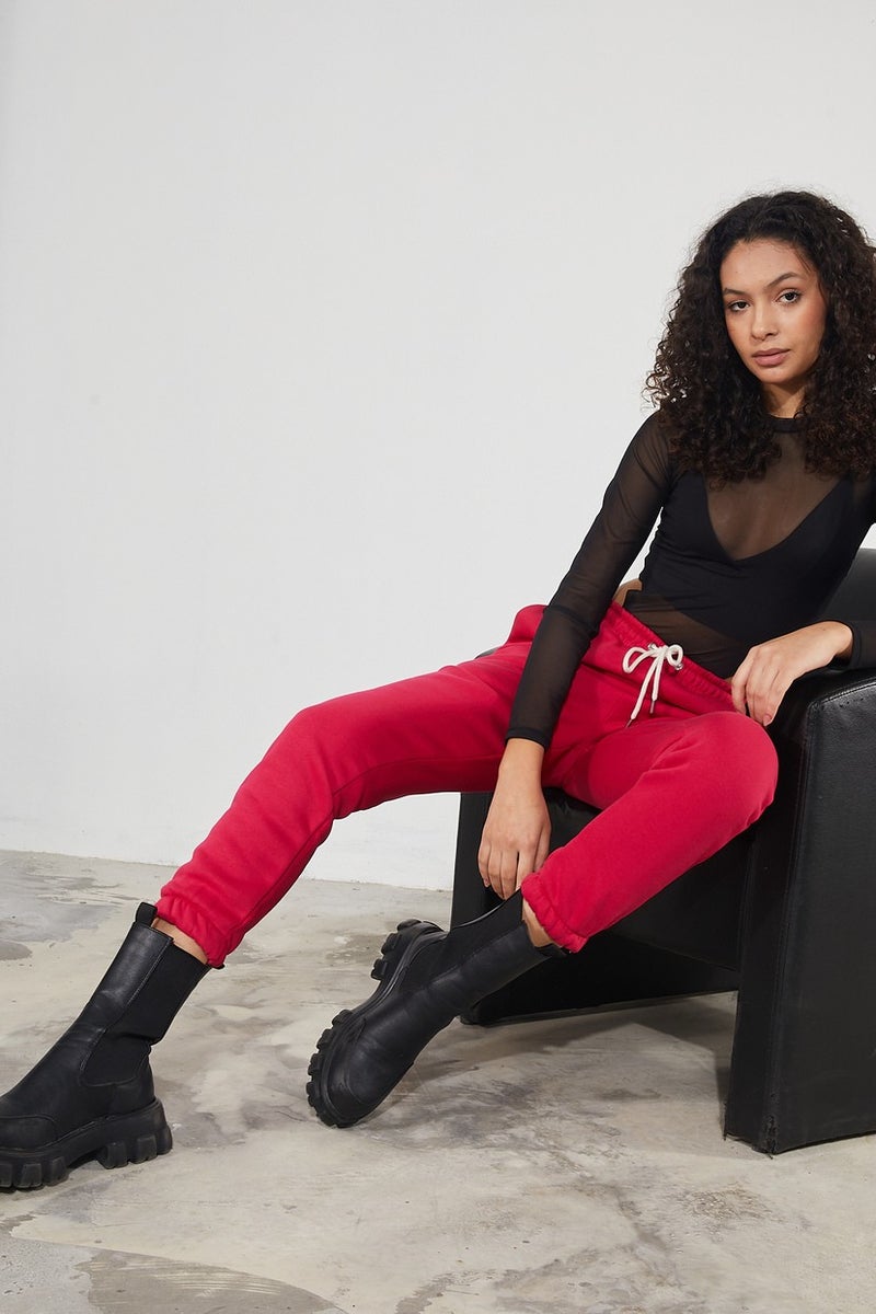 Twenty3 Women's Basic 3 Thread Raised Elastic Legs Thick Jogger Sweatpants  - Image 1