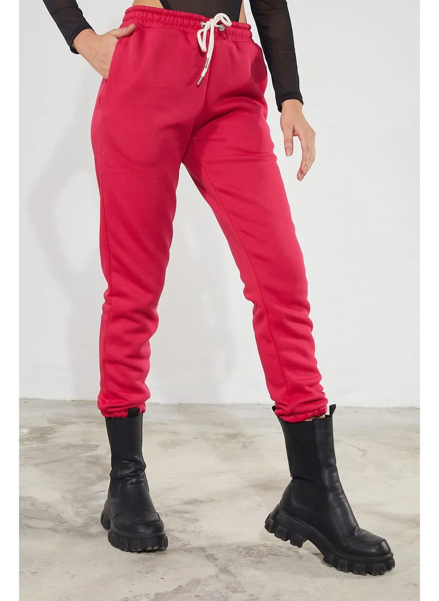 Twenty3 Women's Basic 3 Thread Raised Elastic Legs Thick Jogger Sweatpants