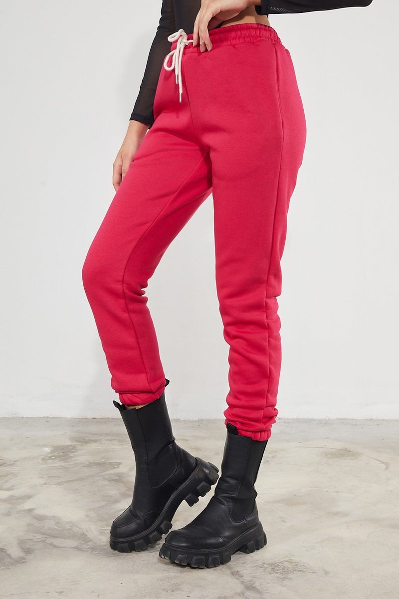Twenty3 Women's Basic 3 Thread Raised Elastic Legs Thick Jogger Sweatpants  - Image 2