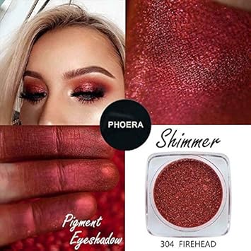 Phoera AQUAPURITY PHOERA Pigment Eyeshadow Palette Metallic Shimmer Glitter Loose Powder Eye Shadow Makeup UK 304 FIREHEAD - Image 2
