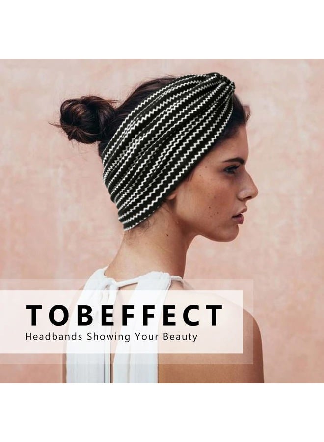 Tobeffect Wide Headbands for Women, 7'' Boho Turban Headband Large Hairband Twisted Hair Accessories, 6 pack - Image 5