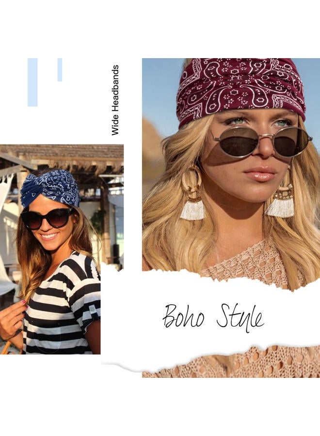 Tobeffect Wide Headbands for Women, 7'' Boho Turban Headband Large Hairband Twisted Hair Accessories, 6 pack - Image 4