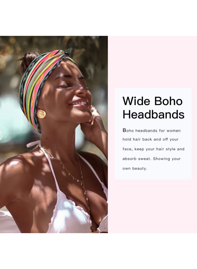 Tobeffect Wide Headbands for Women, 7'' Boho Turban Headband Large Hairband Twisted Hair Accessories, 6 pack - Image 3