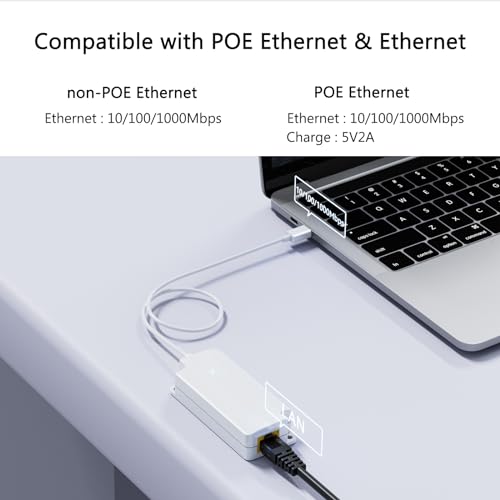 PROCET PoE System Gigabit PoE to USB C Converter for Smart Phone/Tablet, USB-C to Ethernet Adapter with 10W Charging, Power & Data 2-in-1 RJ45 Port to Type-C Adapter, 10/100/1000Mbps High Speed Plug & Play,IEEE802.3af - Image 3