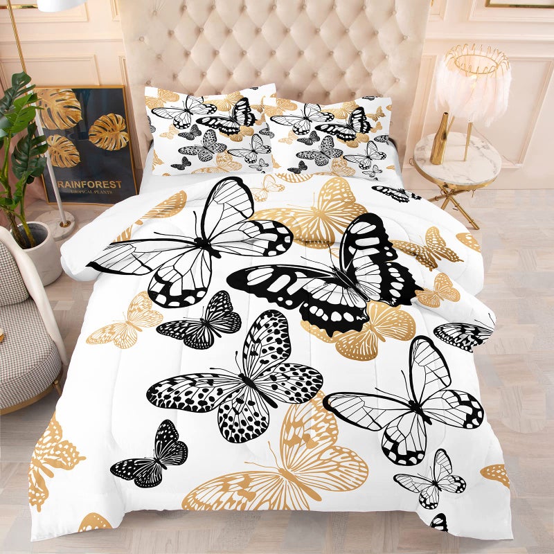 Tailor Shop Tailor Shop Butterfly Comforter Set for Girls Kids Adults Ultra Soft Flying Butterflies Pattern Bedding Sets Twin Size with 1 Comforter and 1 Pillowcase 