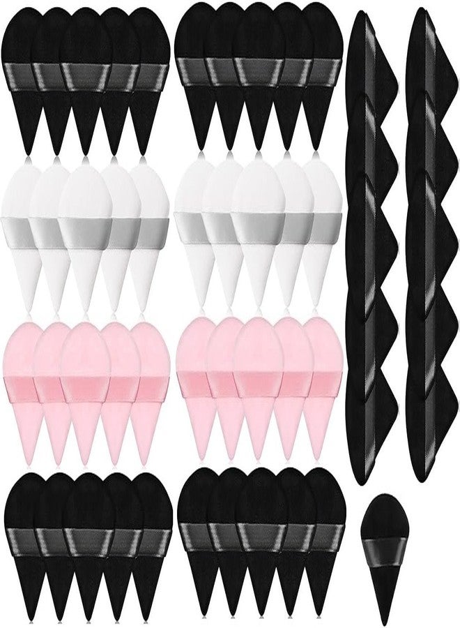 DATNASAYAD 51 Pieces Triangle Cosmetic Loose Powder Puffs Washable Reusable Soft Plush Foundation Sponge for Face Body Wet Dry Makeup Tool- Multicolor Pack of 51 - Image 1