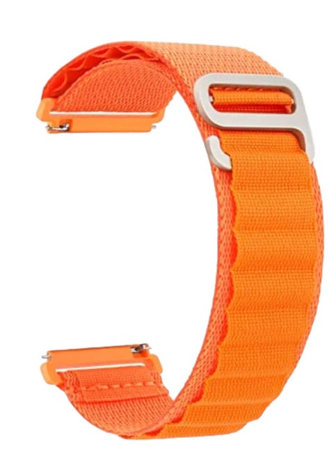 20mm Stretch Nylon Metal Alpine Loop Woven Strap For Oraimo Tempo S2 OSW-11N- Smart Watch - With Titanium G Hook  Orange