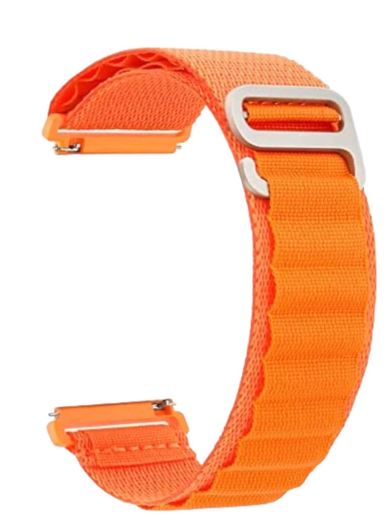 Generic - 20mm Stretch Nylon Metal Alpine Loop Woven Strap For Oraimo Tempo S2 OSW-11N- Smart Watch - With Titanium G Hook  Orange - Image 1