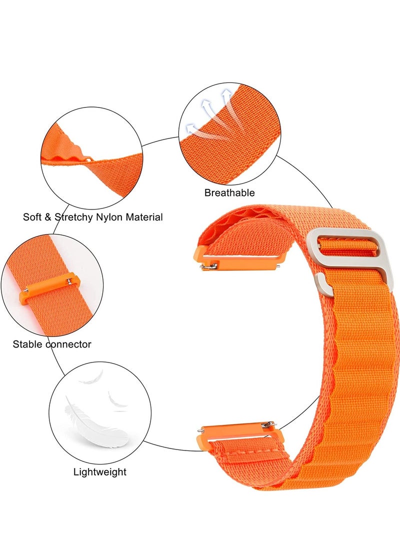 Generic - 20mm Stretch Nylon Metal Alpine Loop Woven Strap For Oraimo Tempo S2 OSW-11N- Smart Watch - With Titanium G Hook  Orange - Image 1