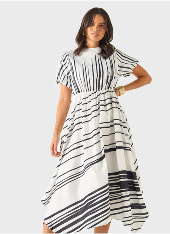 2Xtremz Asymmetric Striped Dress