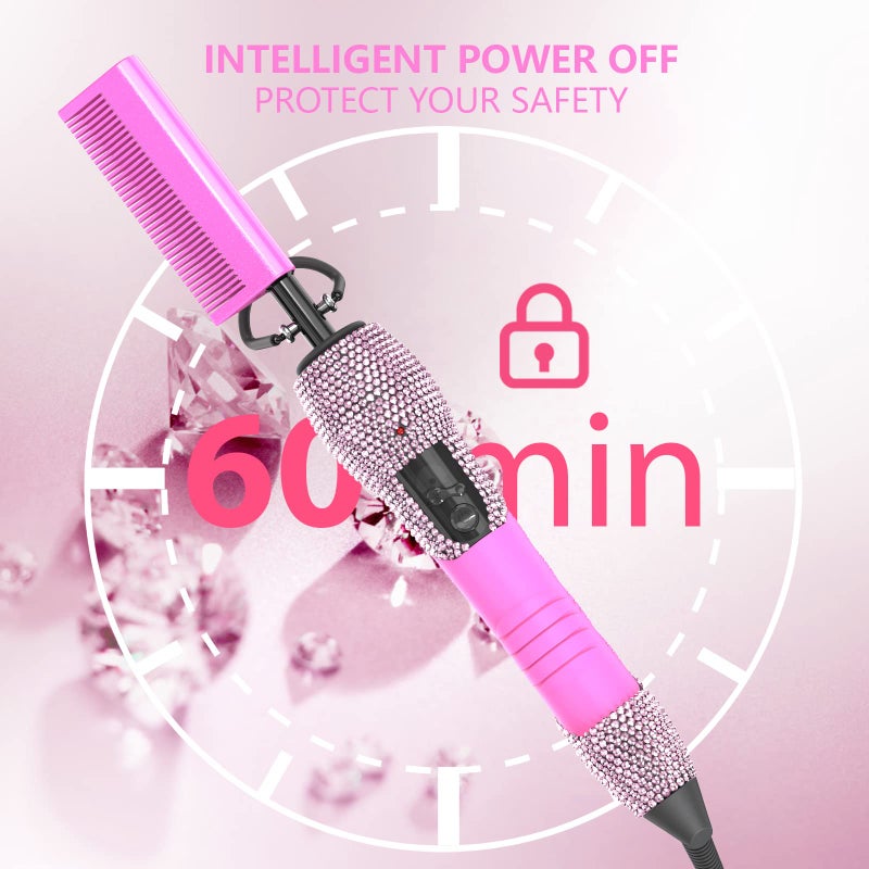 Dan Technology 500â„‰ Hot Comb for Wigs, Diamond Hair Straightener, 7 Temperature Settings, 60 Min Auto-Off, Professional Styling Tool for Natural Black Hair - Image 3