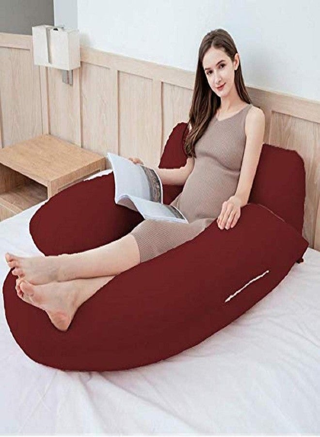 Pexmoon Pillow Mommy Premium Full Body Pregnancy Pillow G-Shaped Maternity Pillow with Cotton Zippered Cover (Maroon) - Image 4