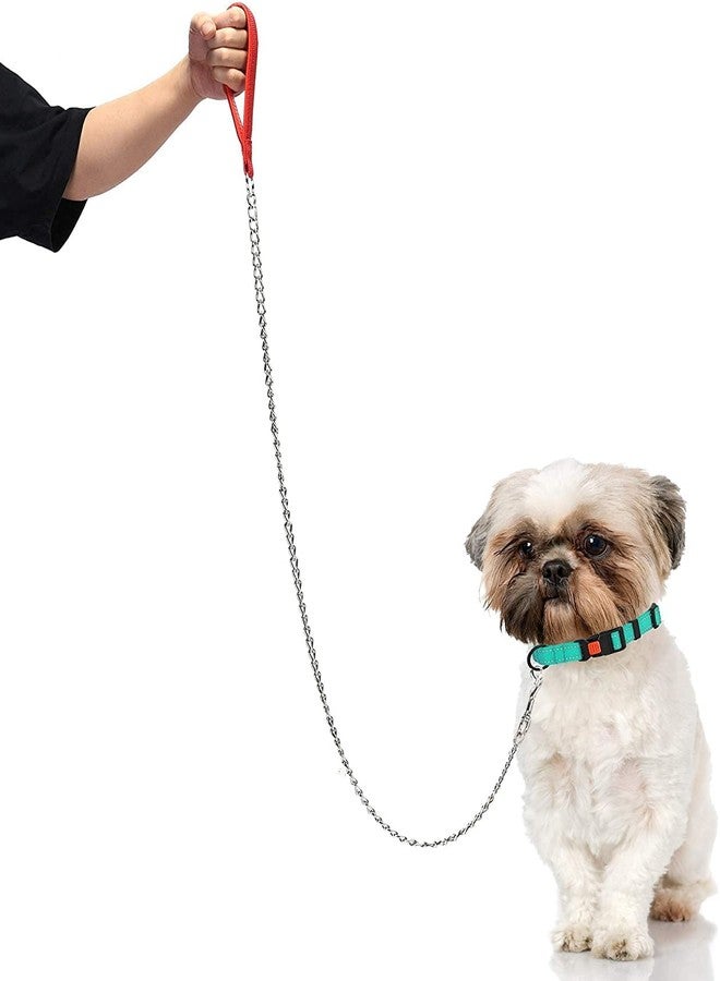 VIPCOLLECTION VIP Collection Combo of Nylon Dog Collar with Stainless Steel Chew Proof Strong Chain Leash Suitable for All Breeds. Chain no-10 (Medium, Brown) - Image 2