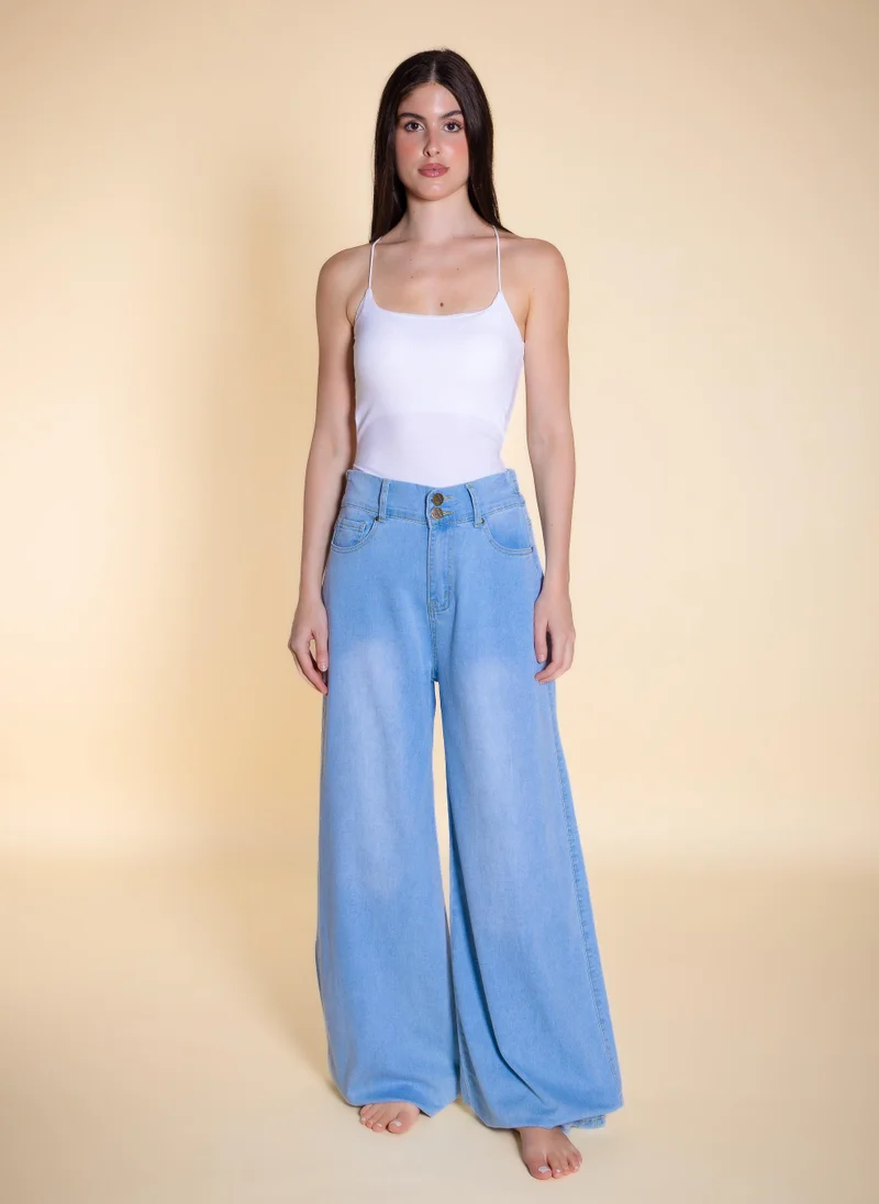 شايبس SOFT HIGH-WAIST DENIM TROUSERS
