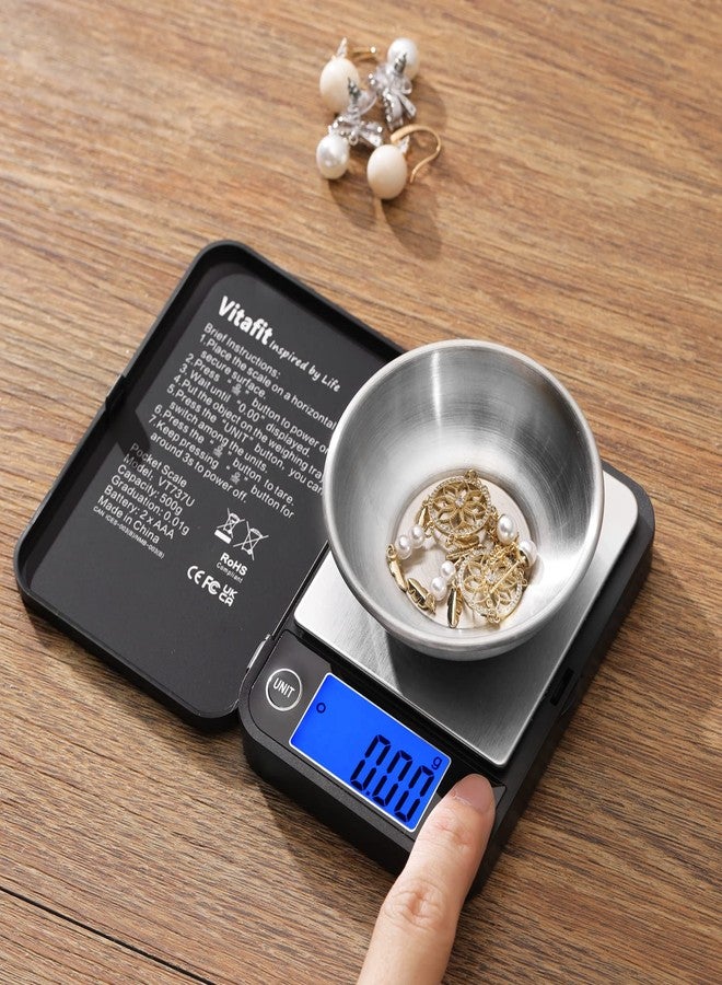 Vitafit 500g Digital Pocket Scale,High Accuracy Assured by Scale Professional Factory Since 2001, Gram Scale 0.01g for Multifunction: Lab,Food, Kitchen,Coffee,Jewelry; Black - Image 5