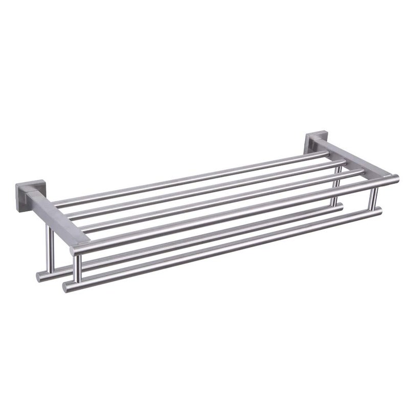 GERZWY Bathroom Lavatory Towel Rack Towel Shelf with Double Towel Bars Wall Mount Holder 24Inch SUS 304 Stainless Steel Brushed Finish AG1602BLS