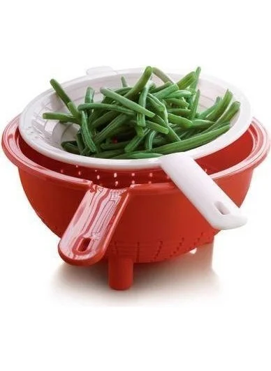 Tupperware Red Double Strainer