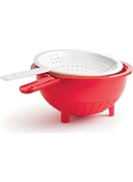 Tupperware Red Double Strainer