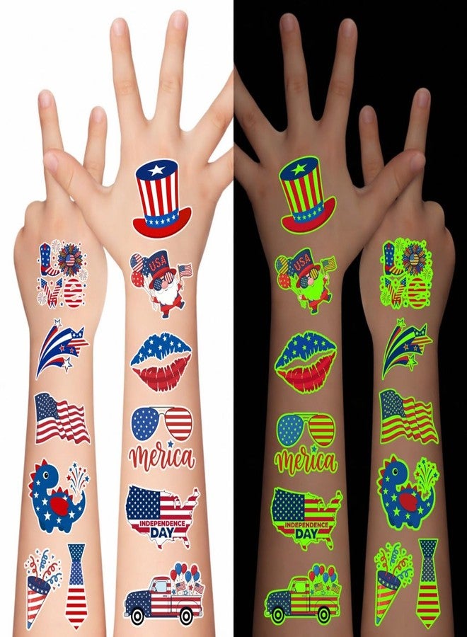 Backtopeia 105PCS 4th of July Temporary Tattoos - USA Fourth Of July Stickers Party Favors Decorations Supplies Accessories For Kids Adult Patriotic American Flag Red White Blue Independence Memorial Labor Day - Image 1