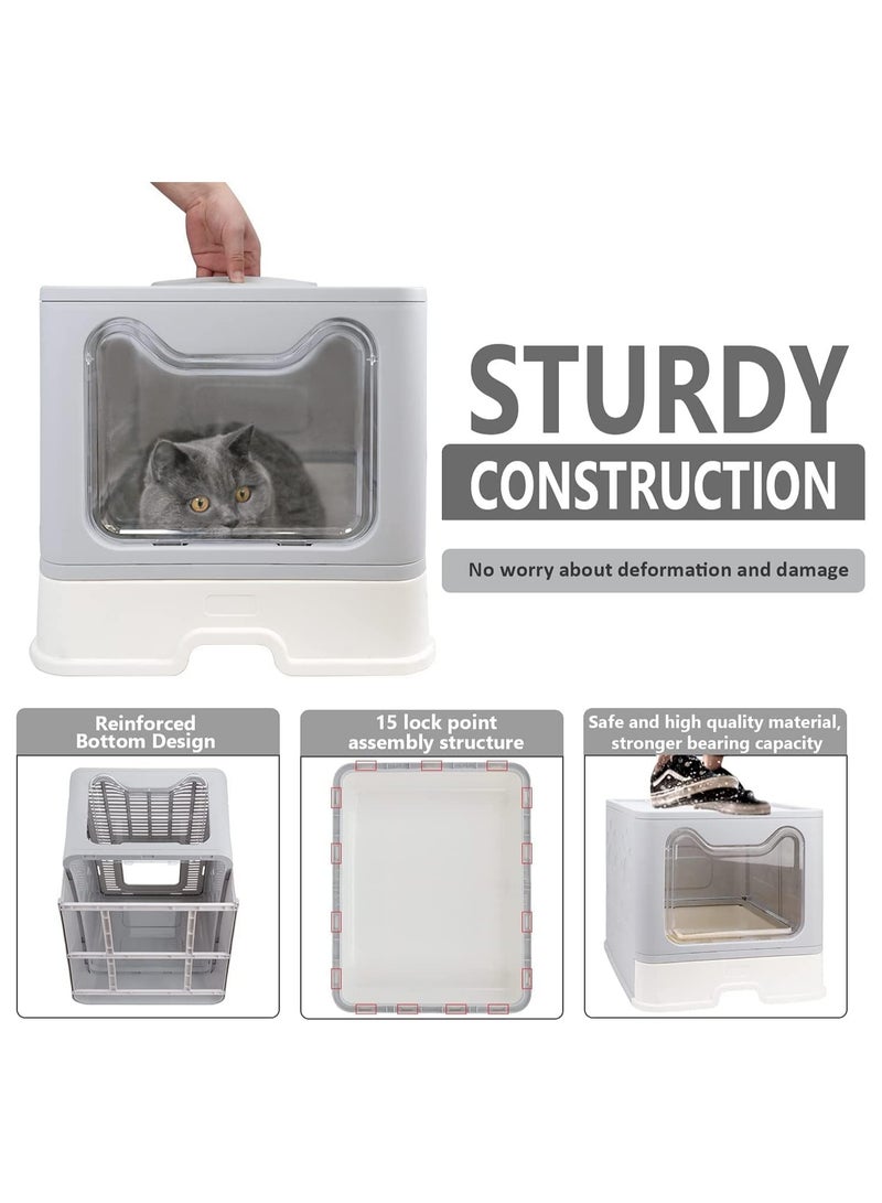 BLOOMING TIME Foldable Drawer Cat Litter Box Space-Saving and Stylish Grey Design (51x41x38cm) - Image 5