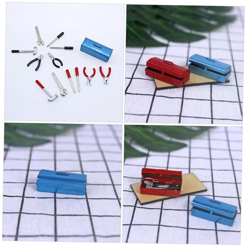 Miniature Alloy Toolbox Model Set Of 2 For DIY Dollhouse Scene Compact Tiny House Decoration - Image 3