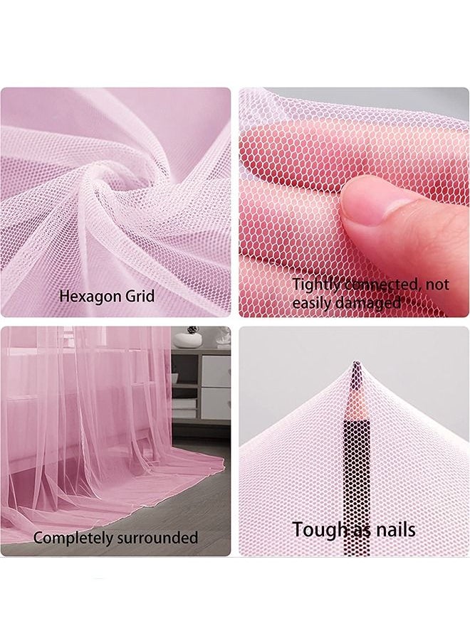 Arabest - Elegant Bed Canopy Round Lace Mosquito Net ent for Single Twin Full Queen King Size Bed Polyester Pink 100x270x1200cm - Image 1