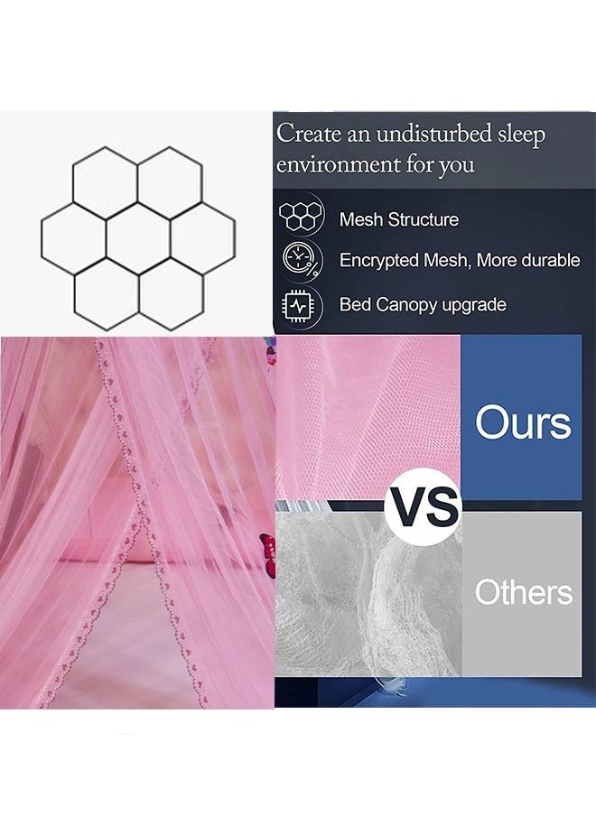 Arabest - Elegant Bed Canopy Round Lace Mosquito Net ent for Single Twin Full Queen King Size Bed Polyester Pink 100x270x1200cm - Image 1