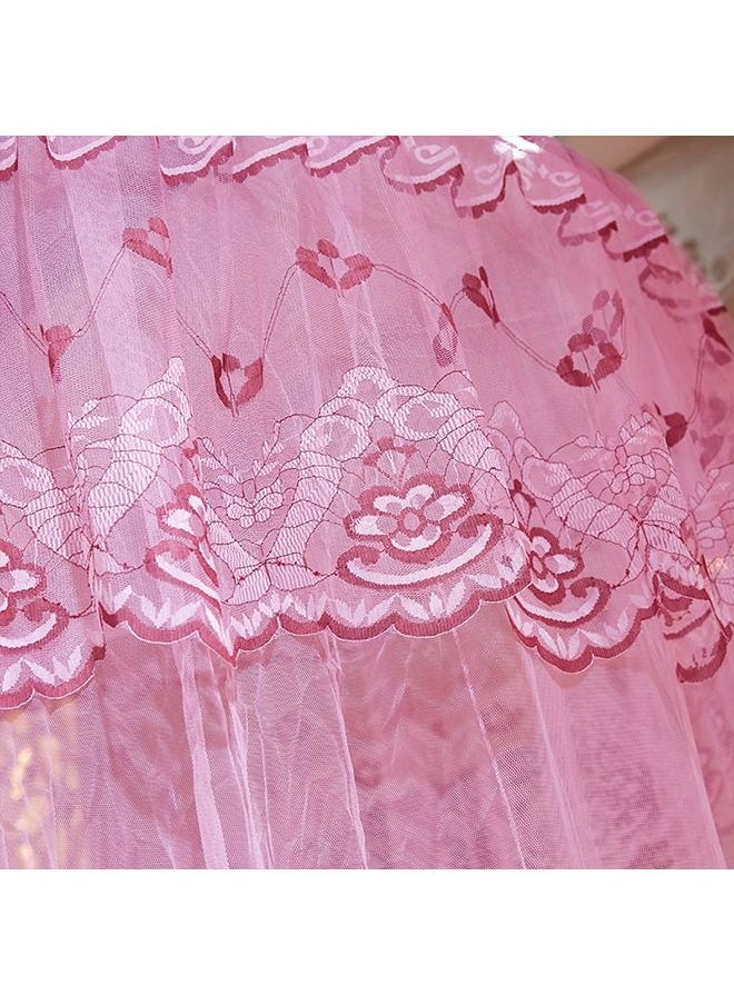 Arabest - Elegant Bed Canopy Round Lace Mosquito Net ent for Single Twin Full Queen King Size Bed Polyester Pink 100x270x1200cm - Image 1